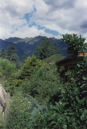 Aussicht Berge: Immobilien Südtirol / Meran: Verkauf herrschaftliche Villa mit Pool in Meran Obermais, wunderbare Bergsicht