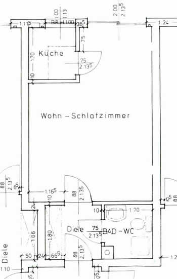 Grundriss Wohnung: Immobilien Oberammergau: Verkauf schöne 1 Zimmer-Wohnung in ruhiger Lage, Gartennutzung
